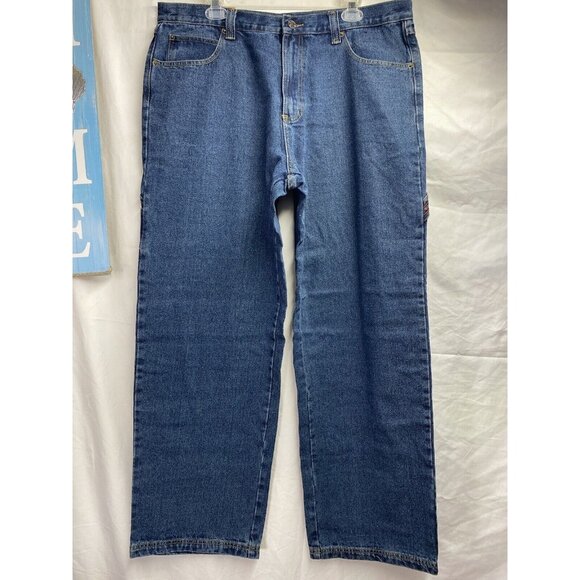 Outdoor Original Denim Jeans Men Size 38x32 Blue Carpenter Style Pockets KC-904 - Picture 1 of 16